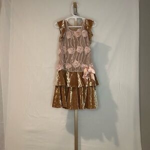 Charming Pink and Gold Kids Casual Dress